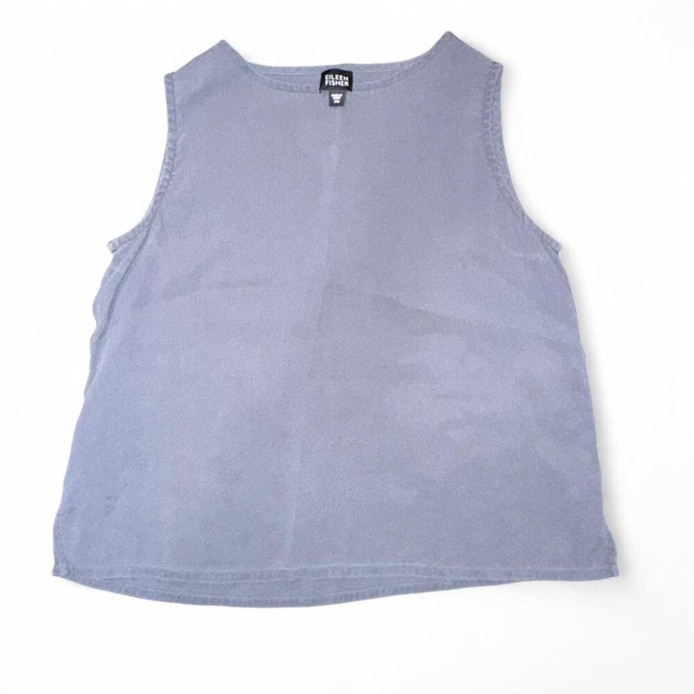 Eileen Fisher 100% Silk Sleeveless Tank Top XS Gray Quiet Luxury Minimalist